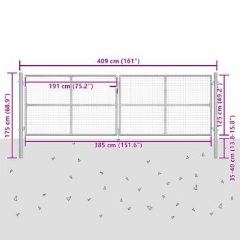 Gartentor Verzinkter Stahl 415 x 175 cm Silbern