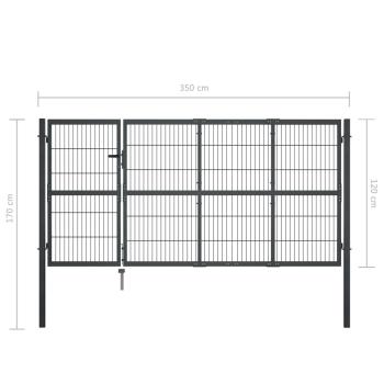 Gartentor mit Pfosten Stahl 350×120 cm Anthrazit