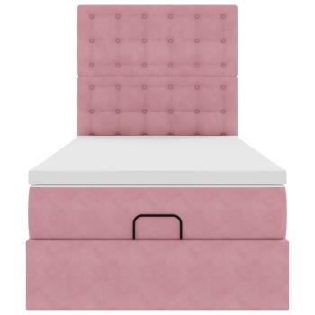 Ottoman-Bett mit Matratzen & LEDs Rosa 80x200 cm Samt