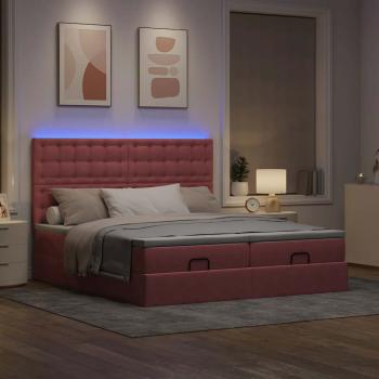 Ottoman-Bett mit Matratzen & LEDs Rosa 160x200 cm Samt
