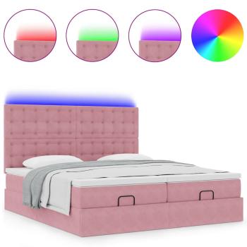 Ottoman-Bett mit Matratzen & LEDs Rosa 160x200 cm Samt