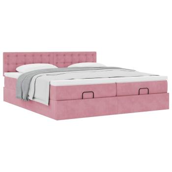 Ottoman-Bett mit Matratzen Rosa 160x200 cm Samt