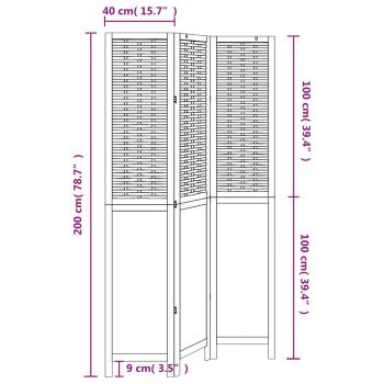 3-tlg. Raumteiler Weiß Massivholz Paulownia