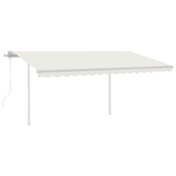 Markise Automatisch Einziehbar mit Pfosten 4x3,5 m Creme