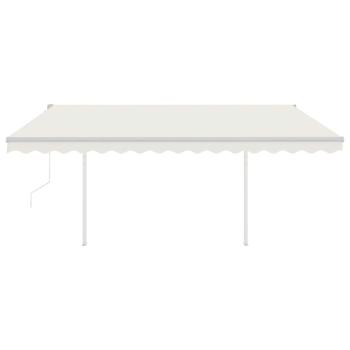 Markise Automatisch Einziehbar mit Pfosten 4x3,5 m Creme