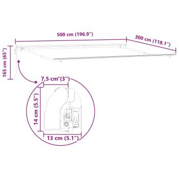 Markise Automatisch Anthrazit & Weiß 500x300 cm