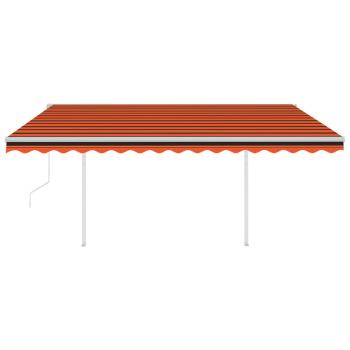 Markise Automatisch Einziehbar mit Pfosten 4,5x3 m Orange Braun