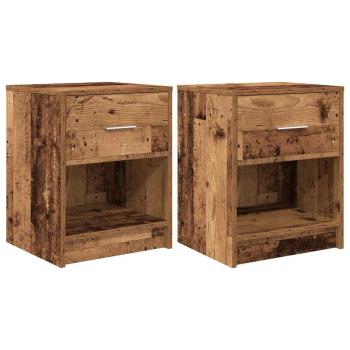 Nachttische 2 Stk. mit Schublade Altholz-Optik 40x34x50 cm