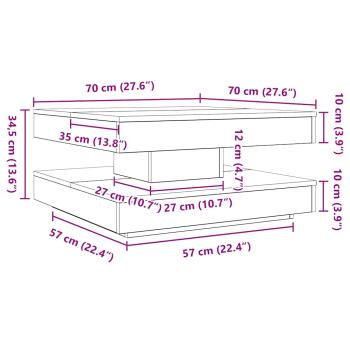 Couchtisch 360-Grad Drehbar Sonoma-Eiche 70x70x34,5 cm