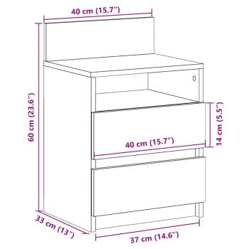 Nachttische 2 Stk. mit 2 Schubladen Sonoma-Eiche 40x33x60 cm