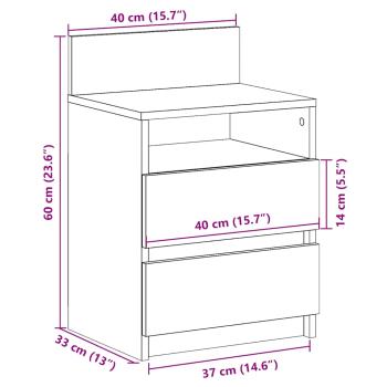 Nachttische 2 Stk. mit 2 Schubladen Betongrau 40x33x60 cm