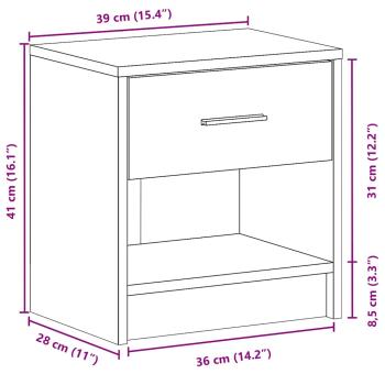 Nachttisch mit Schublade Schwarz 39x28x41 cm