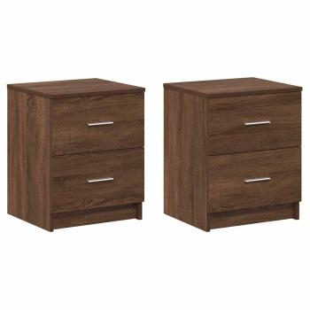 ARDEBO.de - Nachttische 2 Stk. mit 2 Schubladen Eichen-Optik 40x36x50 cm