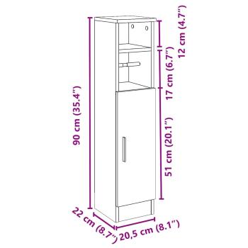 Badezimmerschrank mit Rollenhalter Altholz-Optik 20,5x22x90 cm