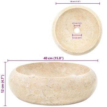 Waschbecken 40x12 cm Marmor Creme