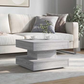 Couchtisch 360-Grad Drehbar Grau Sonoma 50x50x34,5 cm