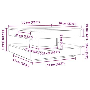 Couchtisch 360-Grad Drehbar Schwarz 70x70x34,5 cm
