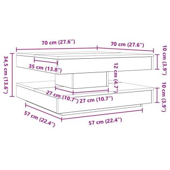 Couchtisch 360-Grad Drehbar Betongrau 70x70x34,5 cm