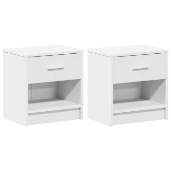 Nachttische 2 Stk. mit Schublade Weiß 39x28x41 cm
