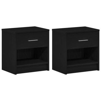 Nachttische 2 Stk. mit Schublade Schwarz 39x28x41 cm