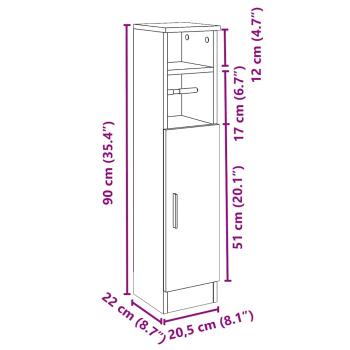 Badezimmerschrank mit Rollenhalter Artisan-Eiche 20,5x22x90 cm