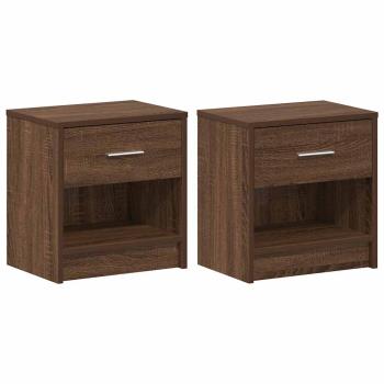 Nachttische 2 Stk. mit Schublade Eichen-Optik 39x28x41 cm