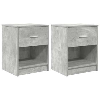 Nachttische 2 Stk. mit Schublade Betongrau 40x34x50 cm