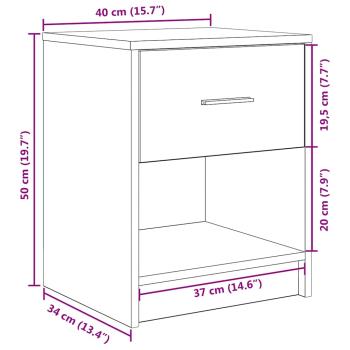 Nachttische 2 Stk. mit Schublade Betongrau 40x34x50 cm