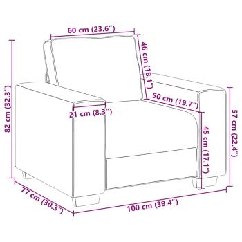 Sessel Hellgrau 59 cm Cordstoff