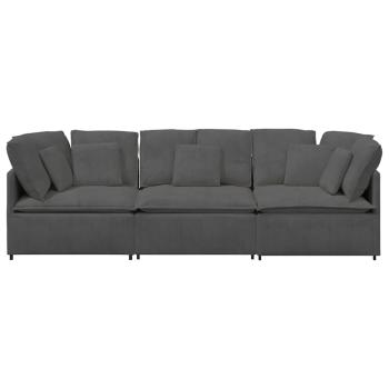 Modulares Sofa mit Kissen Cordstoff Dunkelgrau