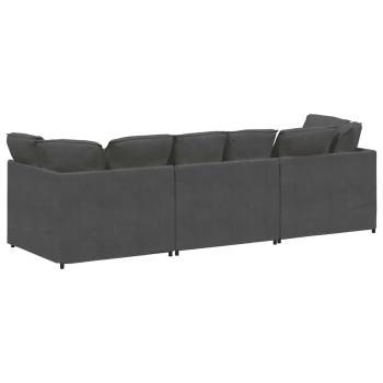 Modulares Sofa mit Kissen Cordstoff Dunkelgrau