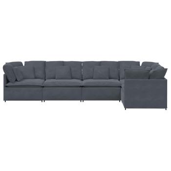 Modulares Sofa mit Kissen Samt Dunkelgrau