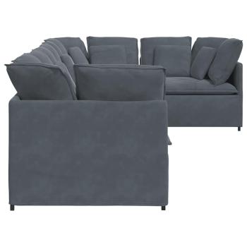 Modulares Sofa mit Kissen Samt Dunkelgrau