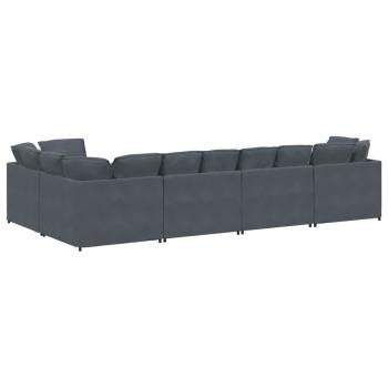 Modulares Sofa mit Kissen Samt Dunkelgrau