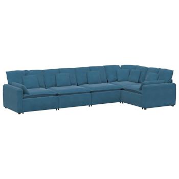 Modulares Sofa mit Kissen Samt Blau