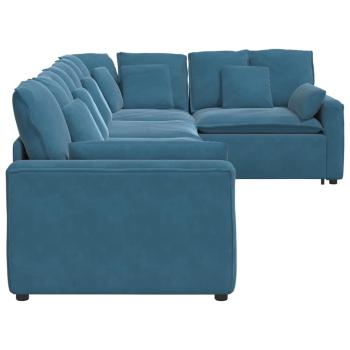 Modulares Sofa mit Kissen Samt Blau
