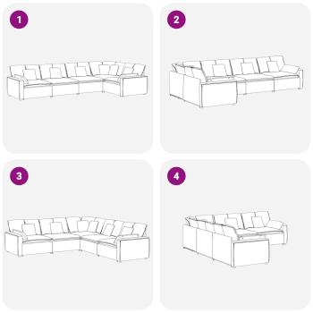Modulares Sofa mit Kissen Samt Blau