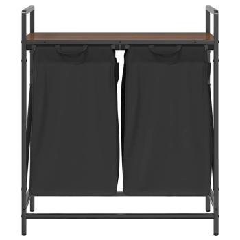 Wäschekorb 2 Fächer mit Ablage Braun Eichen-Optik