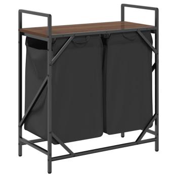 Wäschekorb 2 Fächer mit Ablage Braun Eichen-Optik