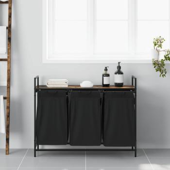 Wäschekorb 3 Fächer mit Ablage Räuchereiche