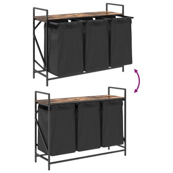 Wäschekorb 3 Fächer mit Ablage Räuchereiche