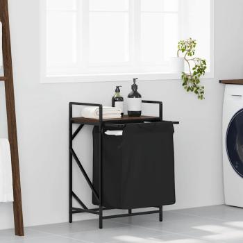 ARDEBO.de - Wäschekorb 1 Fach mit Ablage Braun Eichen-Optik