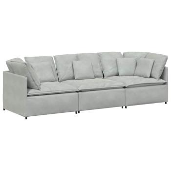 Modulares Sofa mit Kissen Samt Hellgrau