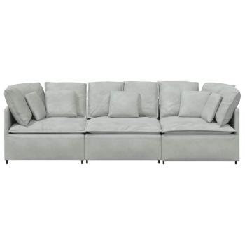 Modulares Sofa mit Kissen Samt Hellgrau