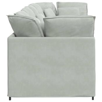 Modulares Sofa mit Kissen Samt Hellgrau