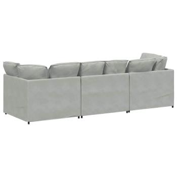 Modulares Sofa mit Kissen Samt Hellgrau