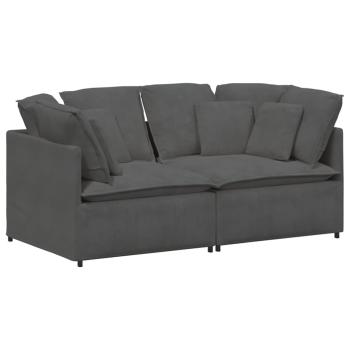 Modulares Sofa mit Kissen Cordstoff Dunkelgrau