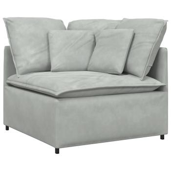 Modulares Sofa mit Fußhocker Kissen Samt Hellgrau