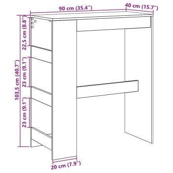 Bartisch mit Regal Schwarz Eichen-Optik 90x40x103,5 cm