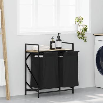 ARDEBO.de - Wäschekorb 2 Fächer mit Ablage Sonoma-Eiche